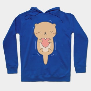 Kawaii Cute Otter Hugging A Heart Hoodie